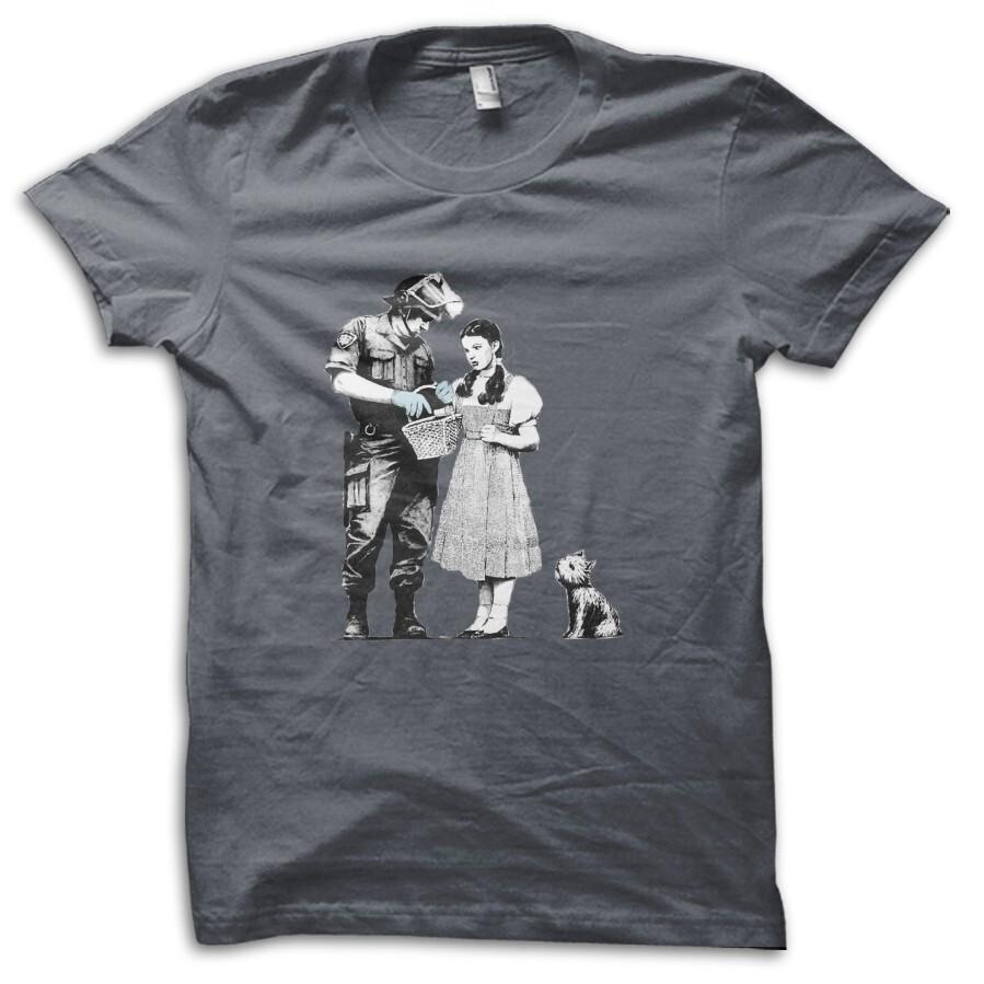 Banksy Stop and Search Street Art Urban Graphic T-Shirt M5540 S
