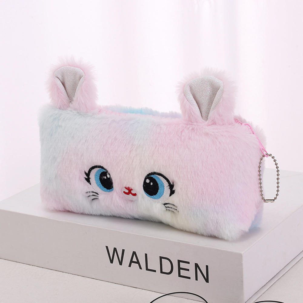 Cute Lamb Hair Pencil Bag Travel Cosmetic Make Up Organizer Large Capacity Zipper Soft Pen Case Stationery School Supplies