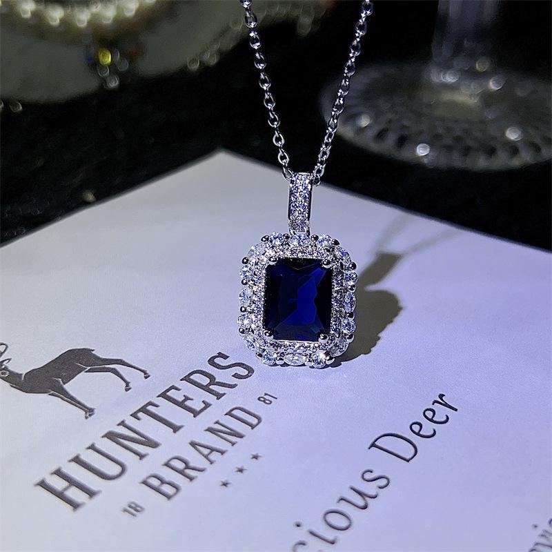Elegant Minimalist Ruby & Sapphire Necklace - Timeless Retro Design for Women