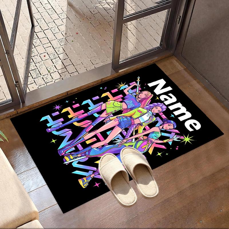 Custom Name Personalized KPop Demon Hunters Print Carpet, Versatile Home Decor Rug, for Playroom, Apartment, Balcony, Entryway, Hallway Gift