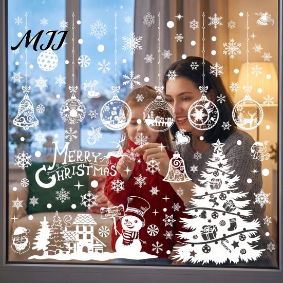 Self Adhesive Window Coverings 10Pcs Christmas Clings, White Winter Snowflake Decals, Static Clear Pattern Decor Glass Stickers for Home Storefront,
