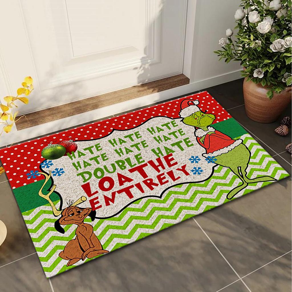 Grinch Christmas Entry Door Mat Christmas Eve Decorative Floor Mat Foot Mat Carpet