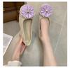 Women's Plus Size Bow Flower Color-block Square-toe Flat Shoes