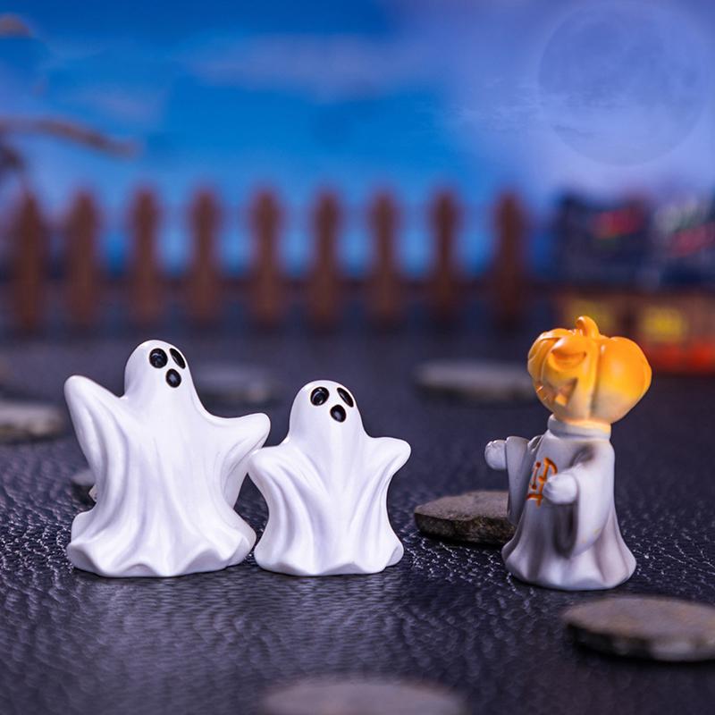 1PC Mini Halloween Ornament Cartoon Pumpkin Ghost Figurine Car Interior Home Desktop Decoration