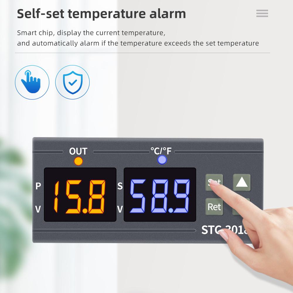 STC-3018 LED Digital Temperature Controller Thermostat Thermoregulator Incubator 12V 24V 110~220V Microcomputer Thermometer