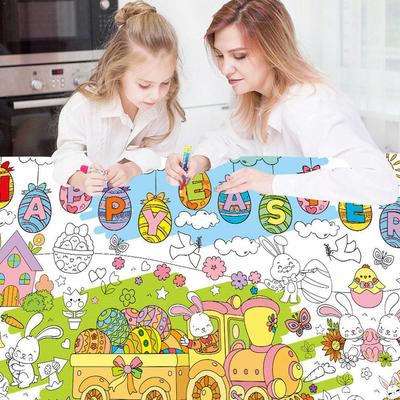 Rouleau de coloriage de Pâques à faire soi-même, affiche graffiti sur le thème du carnaval de lapins, bannière en papier premium à colorier pour le développement de la créativité des enfants