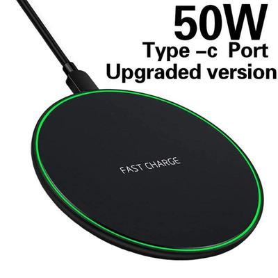 Ultradünnes 50W kabelloses Ladegerät für Apple- und Huawei-Geräte - 15W rundes Desktop-Ladegerät