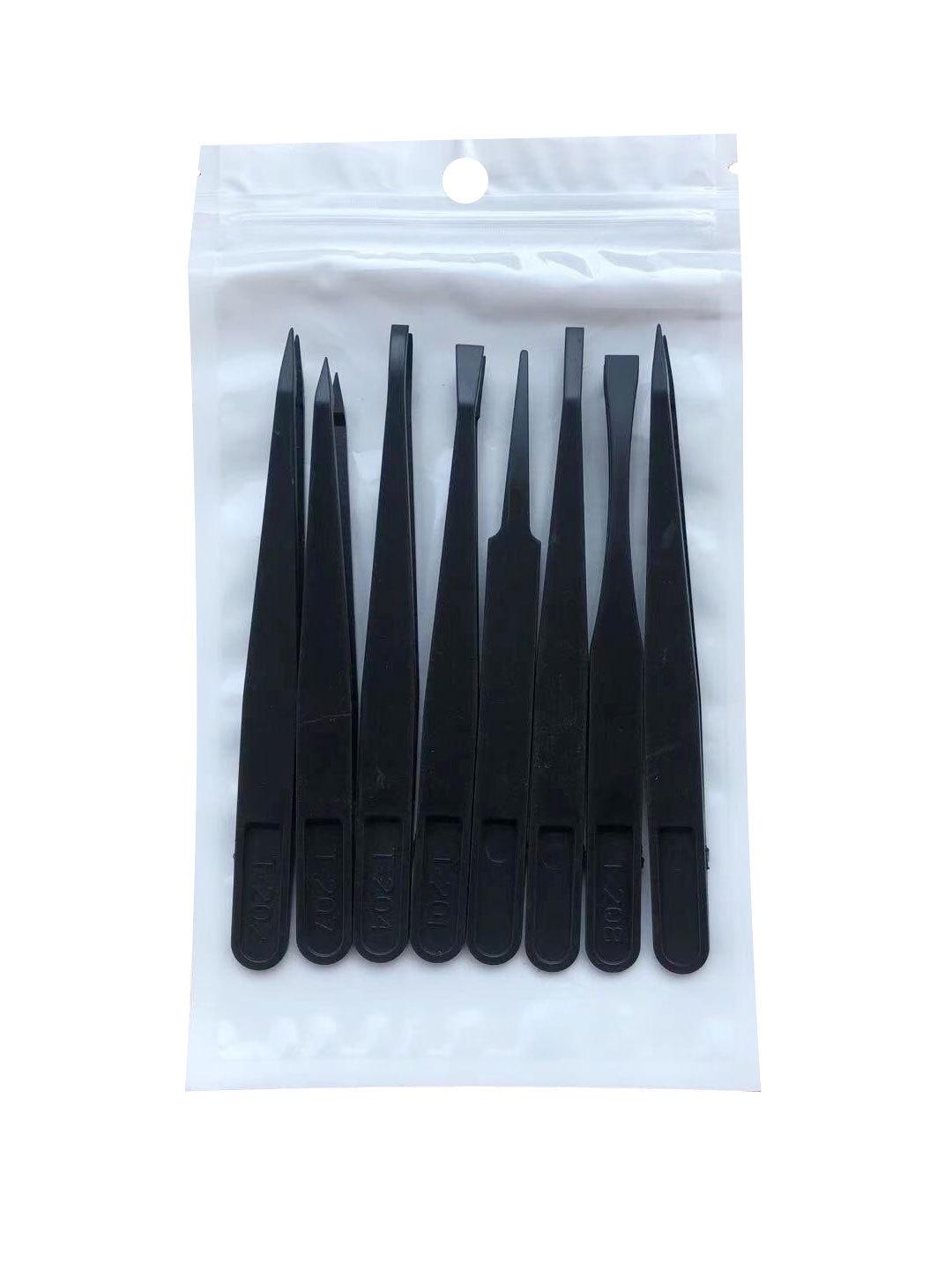 ABS Plastic Tweezers Set: Straight, Round, Bent, Flat, and Pointed Tips