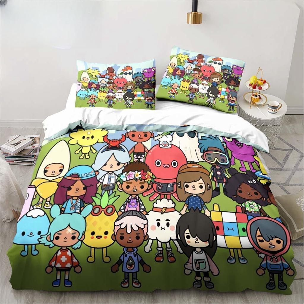 Novo jogo Toca Life World Conjunto de cama Escavadeira Lençol King Twin Double Conjunto de cama infantil Microfibra ou conjunto de capa de edredom de poliéster