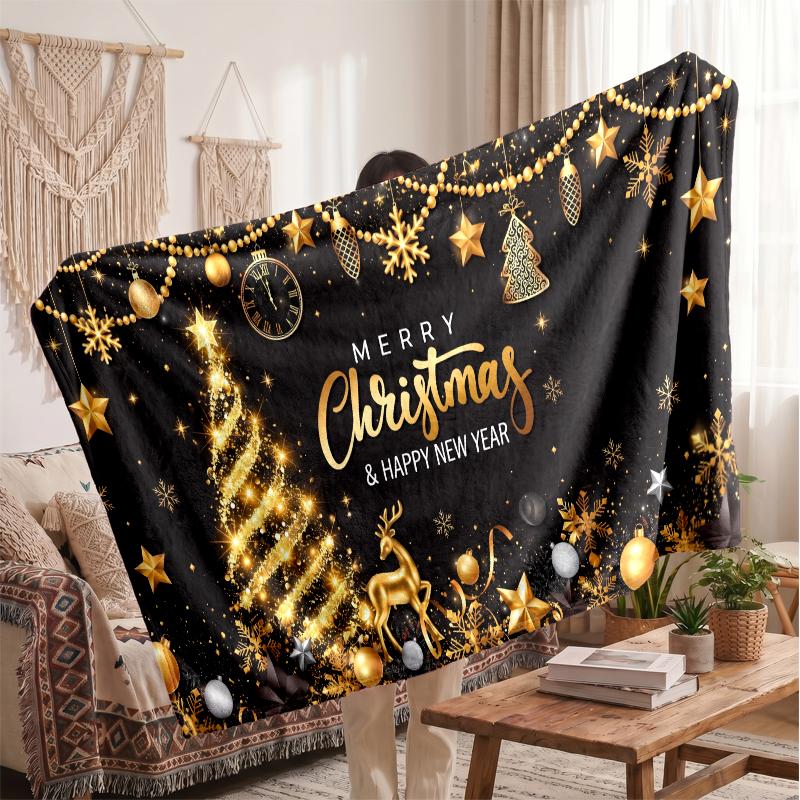 Christmas Flannel Throw Blanket Soft Warm Cozy For Sofa Bed Indoor Home Use Great Holiday Gift
