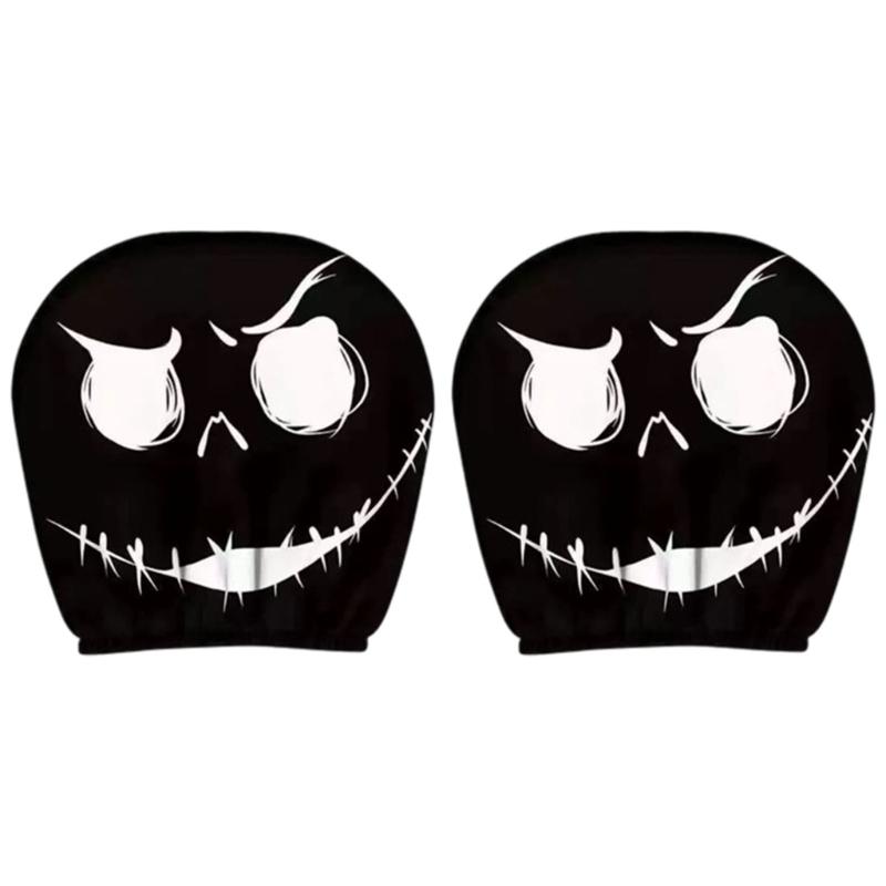Halloween Ghostly Design Car Headrest Covers Soft Fabric Protectors For Car Interior Accessories Machine Washable 1 Pair