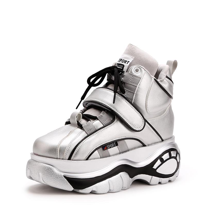 Autumn New Sports Women's Shoes Trendy Dad Shoes Inner Height Increase Casual High-top Wedge Heel Platform Shoes