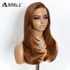 Noble Synthetic Lace Wigs For Women 18 Inch Straight Layered Lace Wig Side Part Pre Plucked Ombre Brown Blonde Cosplay Wigs