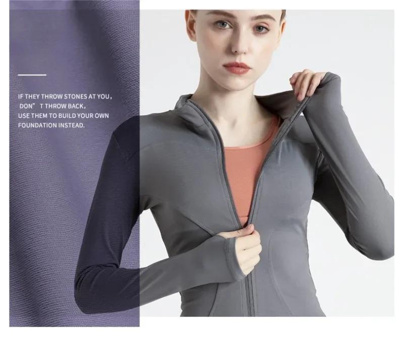 Women's Tracksuit Jacket Slim Fit Long Sleeved Fitness Coat Yoga Tops with Thumb Holes Gym Jacket Workout Sweatshirts
