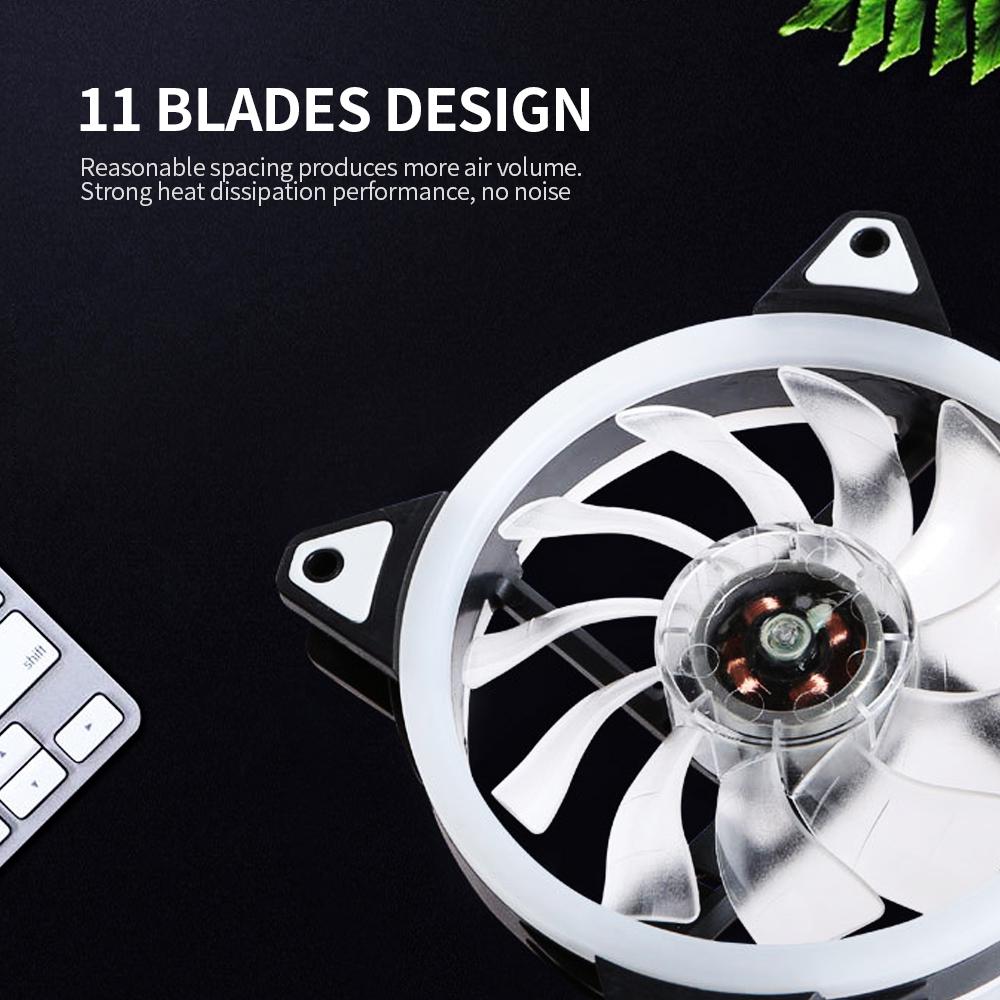 Computer Radiator RGB Fan 12cm RGB Case Cooling Fan Case Cooler Mute Cooling Fan with Non adjustable Colorful RGB Light