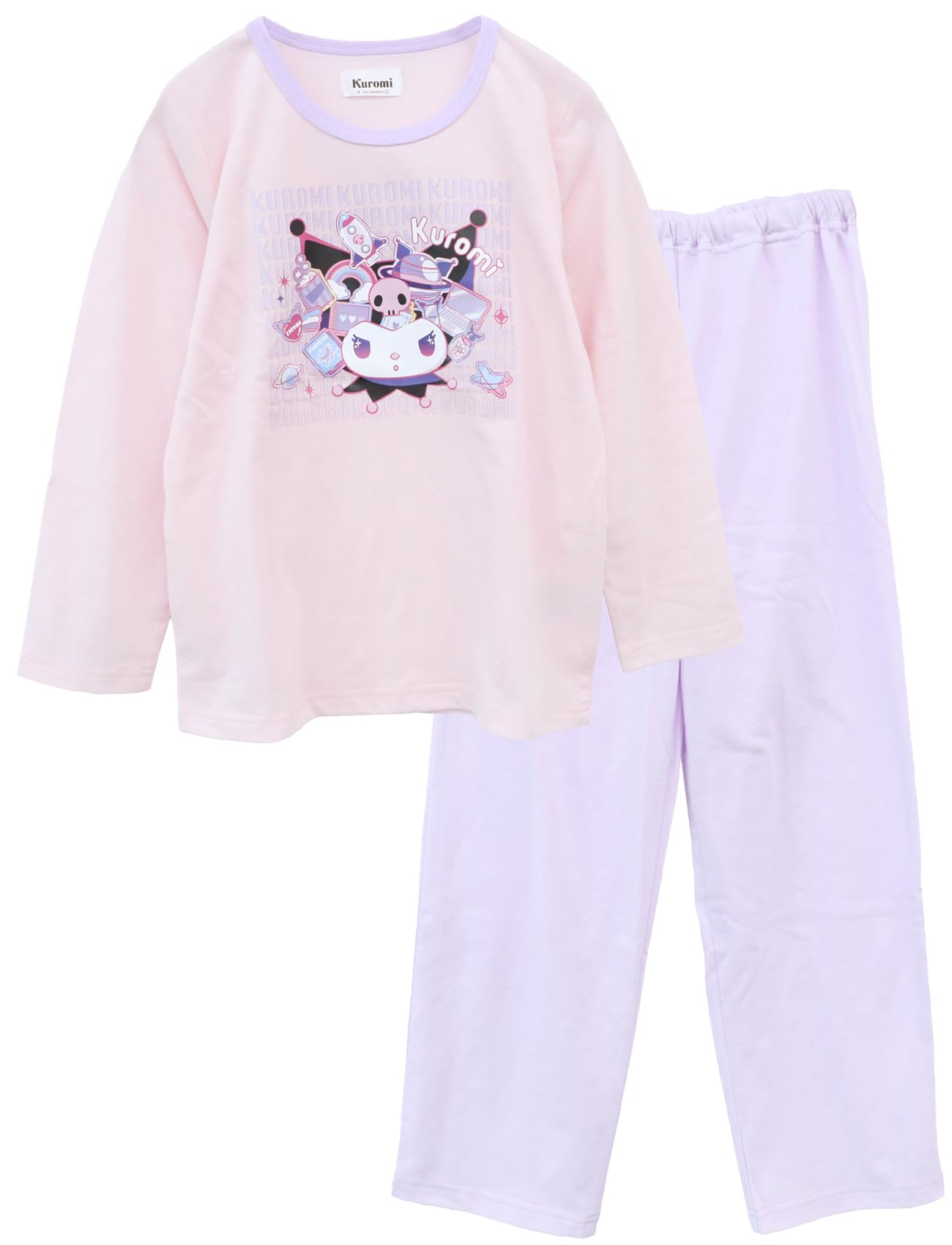 

Персонажи Sanrio Kuromi Cinnamoroll Детская пижама с длинным рукавом Весна Осень Розовая Голубая 120см 130см 140см 150см Розовая [Kaitac Family] (150 см,