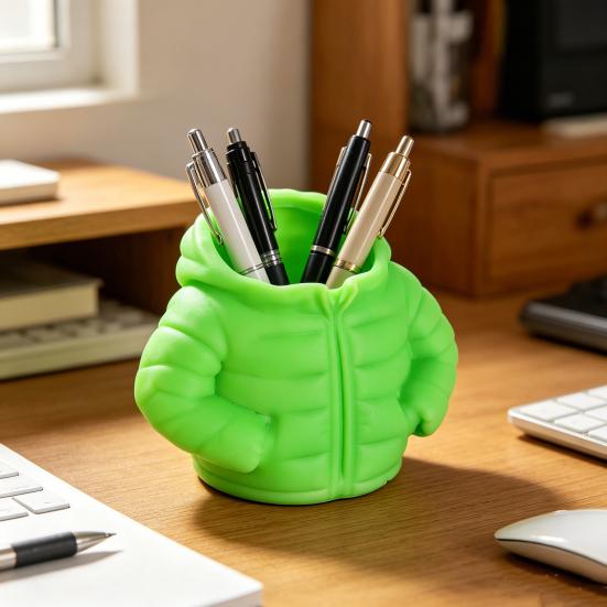 Puffer Jacket Pen Holder, 3D Printed Desk Organizer, Novelty Stationery Holder for Office Home, Creative Gift for Kids Students