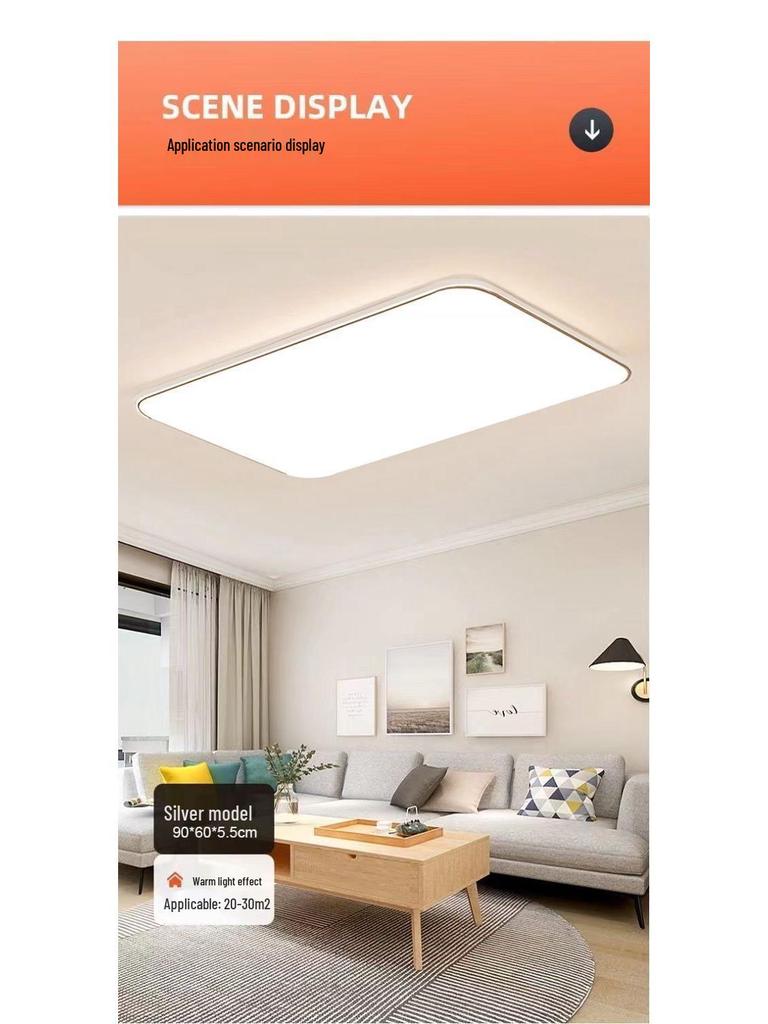 Modern LED Rectangular Ceiling Light - Large Minimalist Fixture for Living Room or Bedroom (2025 Model)