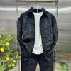 Men's Autumn Embossed Print Casual Shirt and Pants Set