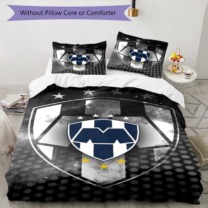 C.F.Monterrey Football Crest Art Printed Pattern Duvet Cover Set – includes 1 duvet cover and 2 matching pillowcases Bedroom decor Christmas gifts