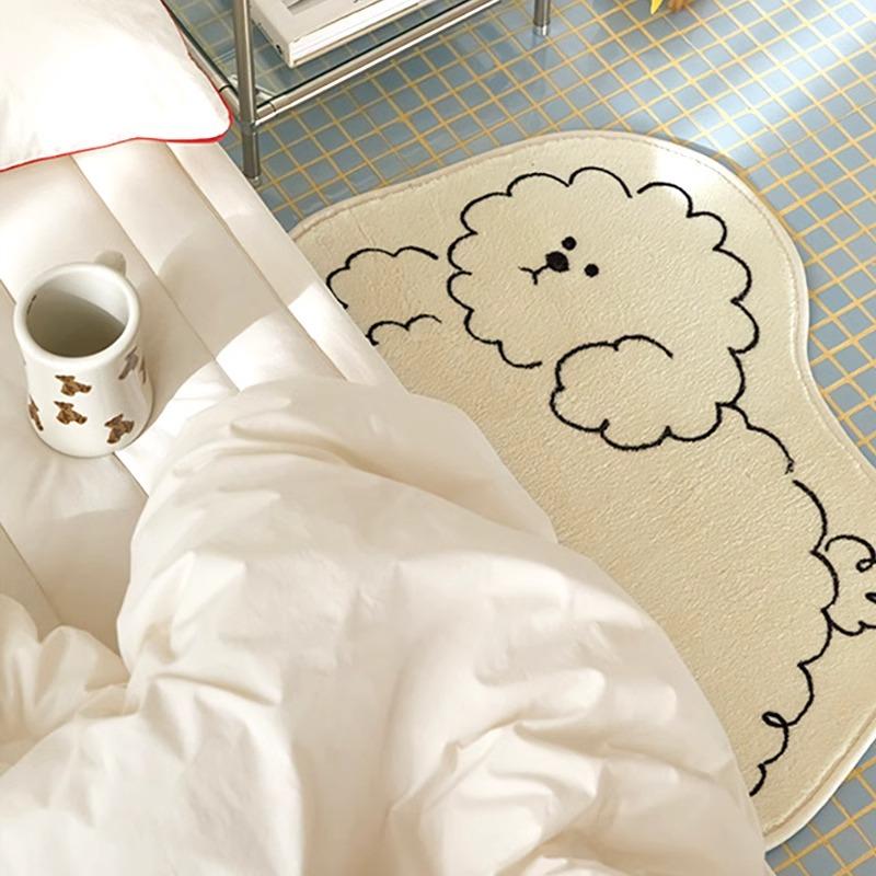 

VIKAMA Ковер в стиле инс для девочки-подростка, милый мультяшный пес, полосатый, коврик для входной двери, коврик для дивана, подставка для ног для журнального столика, одеяло для спальни, прикроватный коврик 40X60CM(1.3X2FT