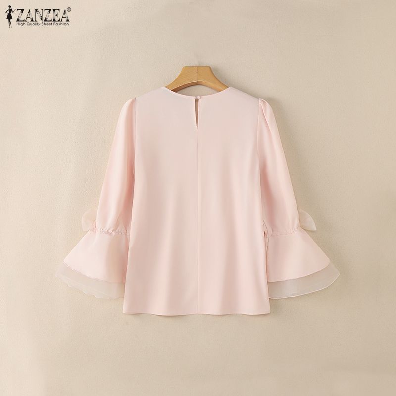 ZANZEA Dámská ležérní halenka s kulatým výstřihem a 3/4 rukávy