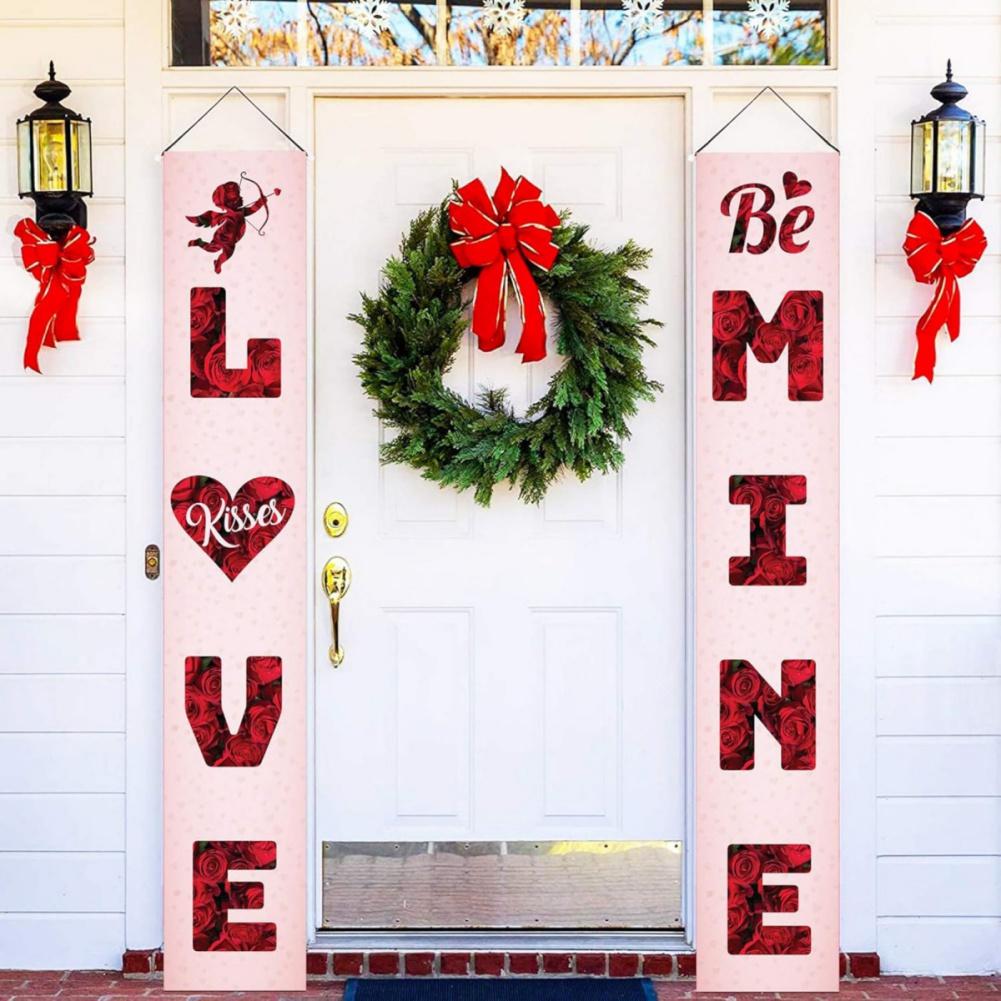 Valentine's Day Porch Banner Set Romantic Couplet Door Decoration