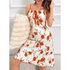 Lace-up Heart Print Camisole Nightdress - Women's Sexy and Comfortable Homewear Dress