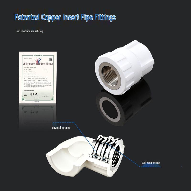 PPR Water Pipe Fittings: Internal Thread Direct Connector, 4-Point to 6-Point, Hot Melt Connection for Home Decoration.