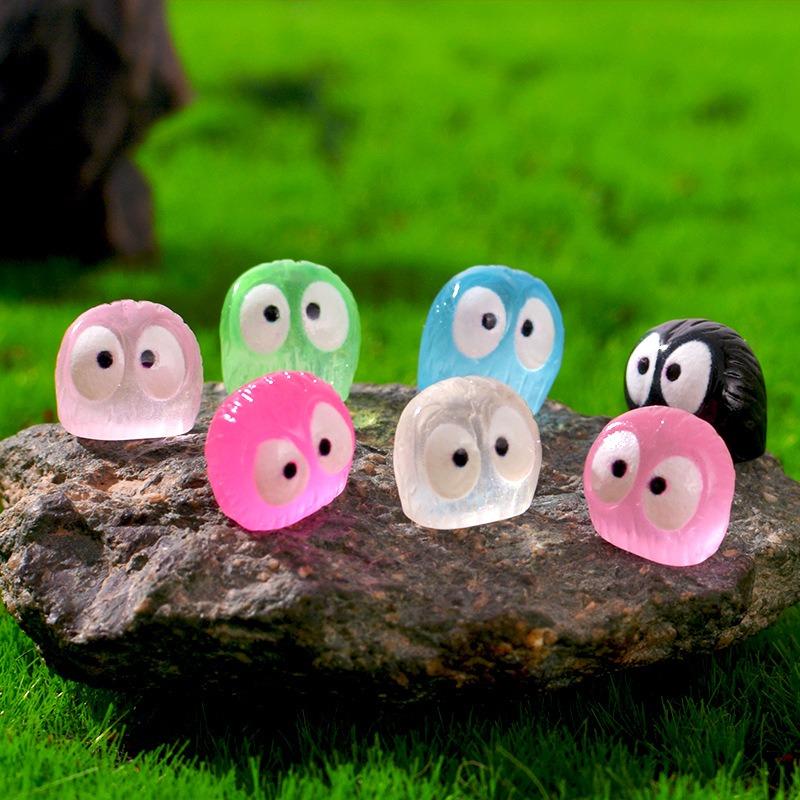 32Pcs Micro Landscape Cute Night Owl Moss Succulent Small Ornament Miniature Cartoon Black Crystal Ball Accessories