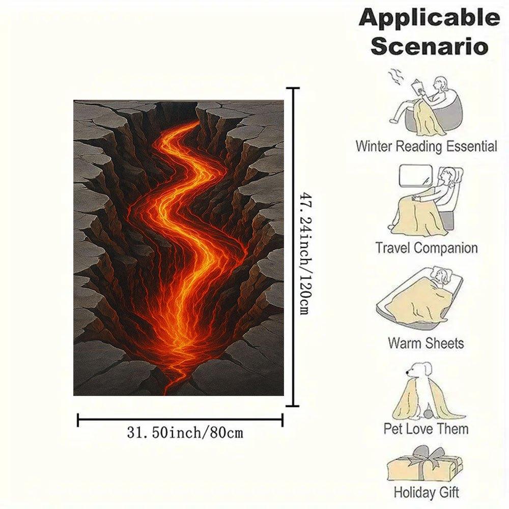 Volcanic Lava Flow Wall Art PrintBlanket Flannel Throw Blanket for Sofa, Bed, Travel, Camping, Office, Couch, Chair, And Bed Gift for Christ