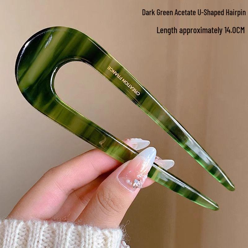 U-Shaped Fixed Hairpin with High-End Alloy Comb for Women's Updos - Ancient Style Four-Tooth Insert