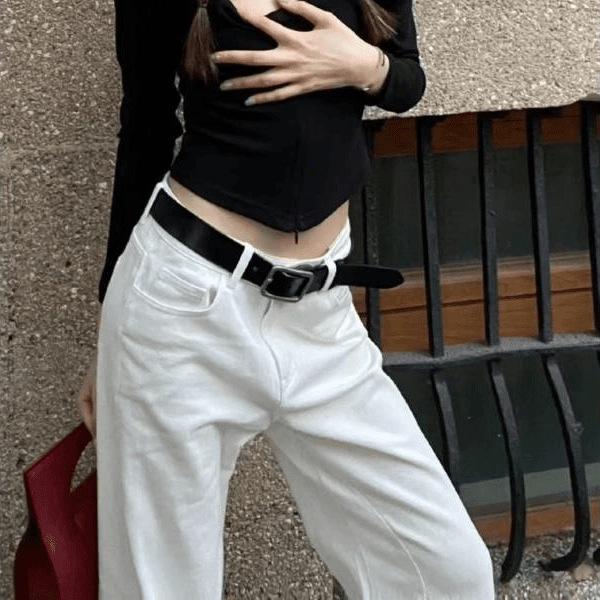 Women's White High-Waisted Micro-Flare Slimming Pants - Summer 2025 Collection