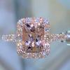 Personality Big Pink Cubic Zirconia Wedding Rings for Women Romantic Bridal Marriage Ceremony Party Rings Fashion Jewelry