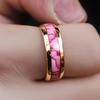 Pink Abalone Shell Men's Ring Unique Gold Color Wedding Engagement Stainless Steel Rings Women Party Ring