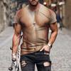 Mens 3D Printed Muscle Design T-Shirt Digital Print Short Sleeve Casual Crew Neck Breathable Loose Fit Tee