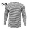 Fall Spring Men Top V Neck Striped Print Color Matching Long Sleeves Pullover Mid Length Casual Daily Wear Work Shirt