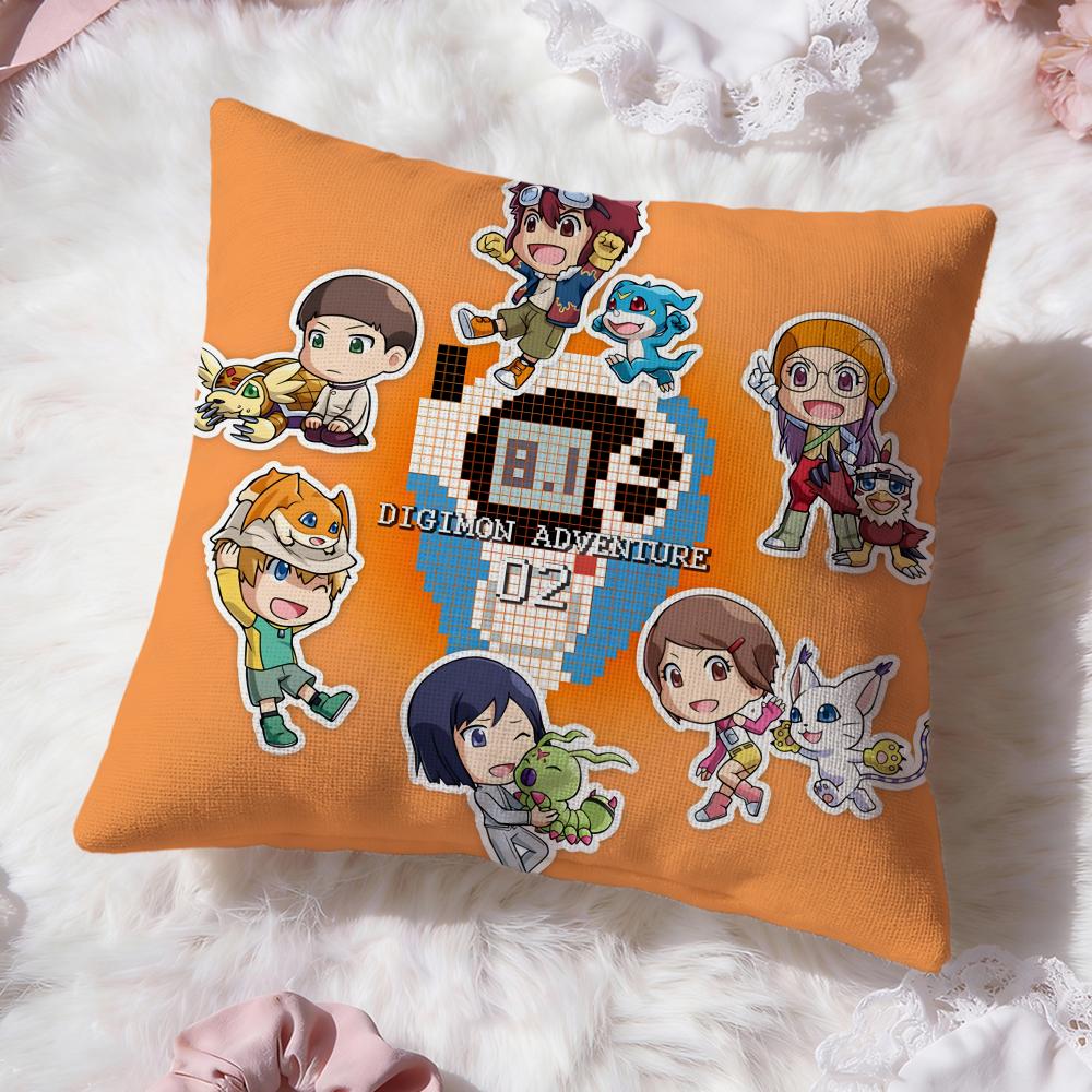 Cute D-Digimon Adventure Cushion Cover Premium Comfort Reversible Pillow Cove -Two in One Design for Any Room & Car Interior