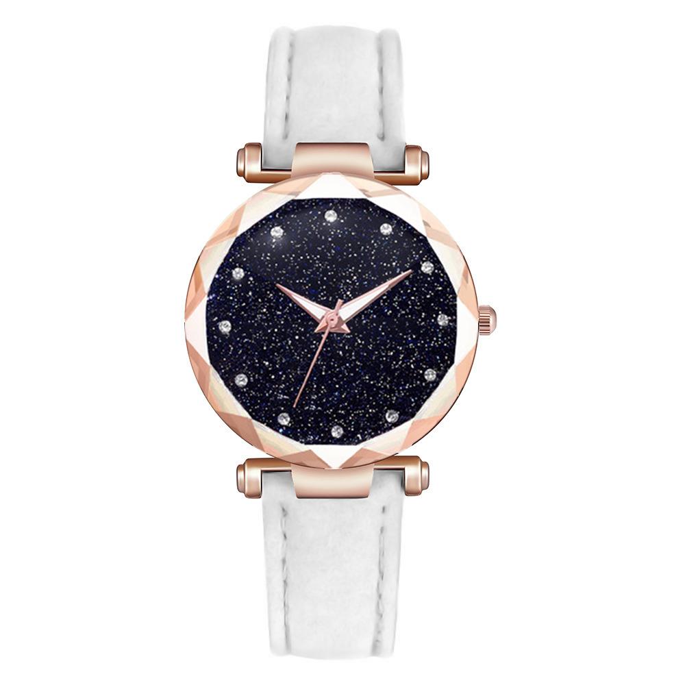 Fashion Light Luxury Trendy Round Dial Leather Strap Women Quartz Watch Bracelet Set for Christmas and Thanksgiving Gifts
