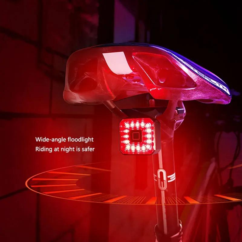 Smart Bicycle Brake Light Usb Rechargeable Auto Stop Led Tail Lamp Ipx6 Waterproof Rear Cycling Safety Warning Light