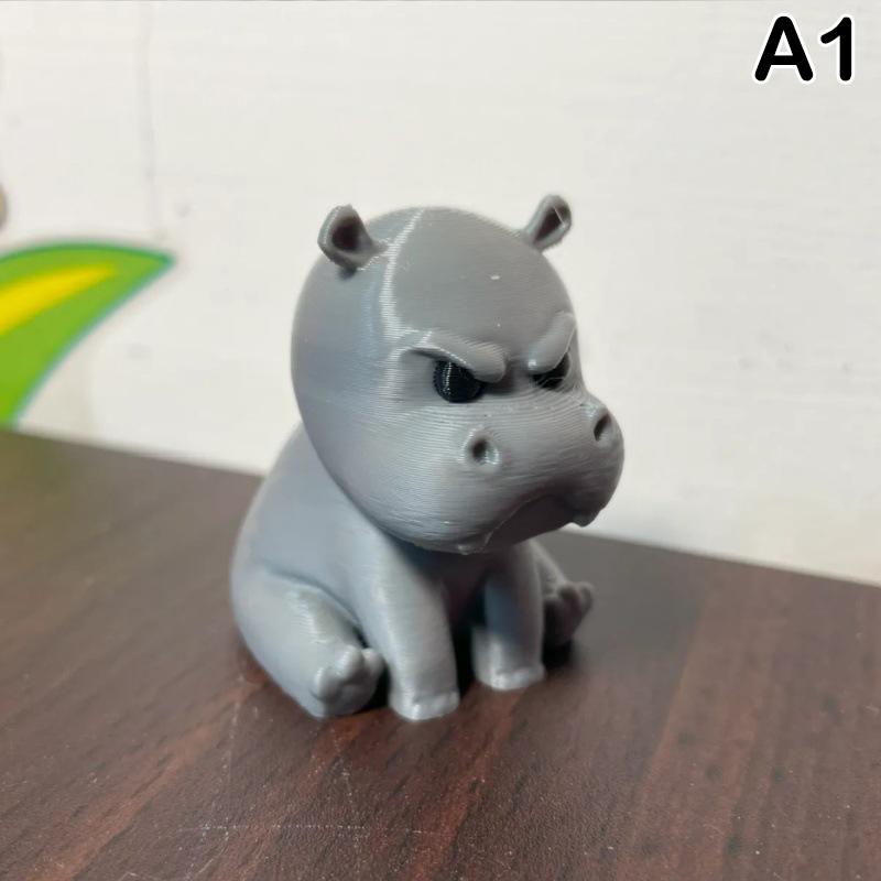 3D Printed Cute Hippo Figurines Hippopotamus Sculpture Desk Decoration Miniature Hippo Tabletop Statue Car Ornament