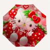 Hello Kitty,Strawberry Automatic Folding Umbrella-Simple 8-Rib Design, Bright Cartoon Pattern, Durable Iron Frame, Suitable For Travel, Outd