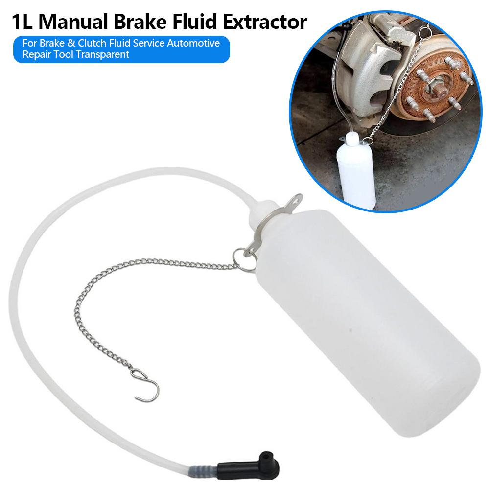 Manual Brake Fluid Extractor & Collection Bottle Hand Pump Tool for Brake & Clutch Fluid Service Automotive Repair Tool 1L