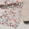 Cute Animals Bear Dog Cake Sweet Cherry Grid Bowknot Star Line Fruit Relief Self Adhesive Nail Art Stickers 5D Manicure Decals