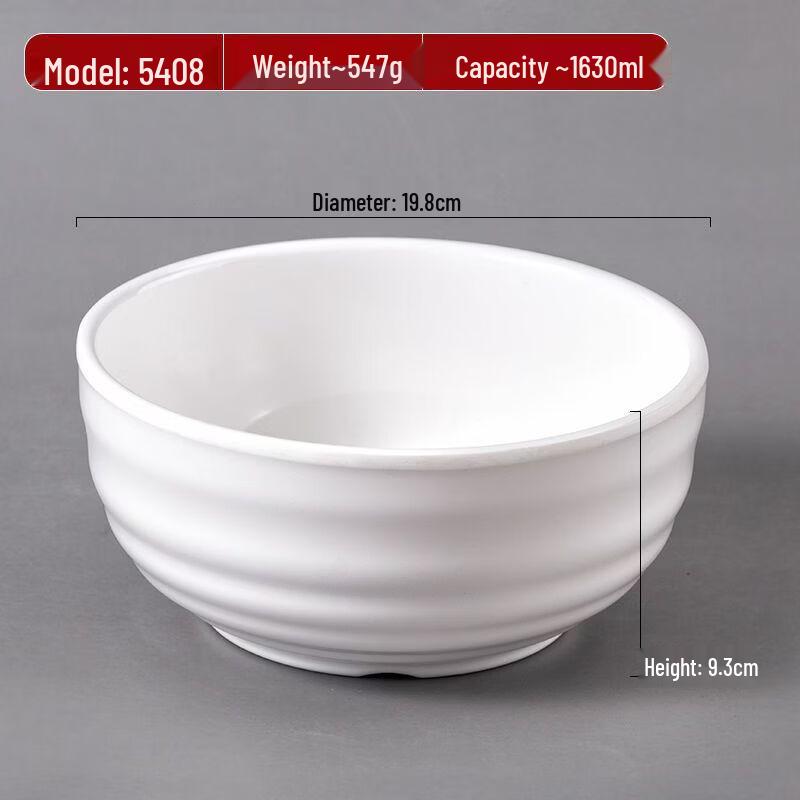 

ZISIZ Thickened Threaded Melamine Noodle Bowl