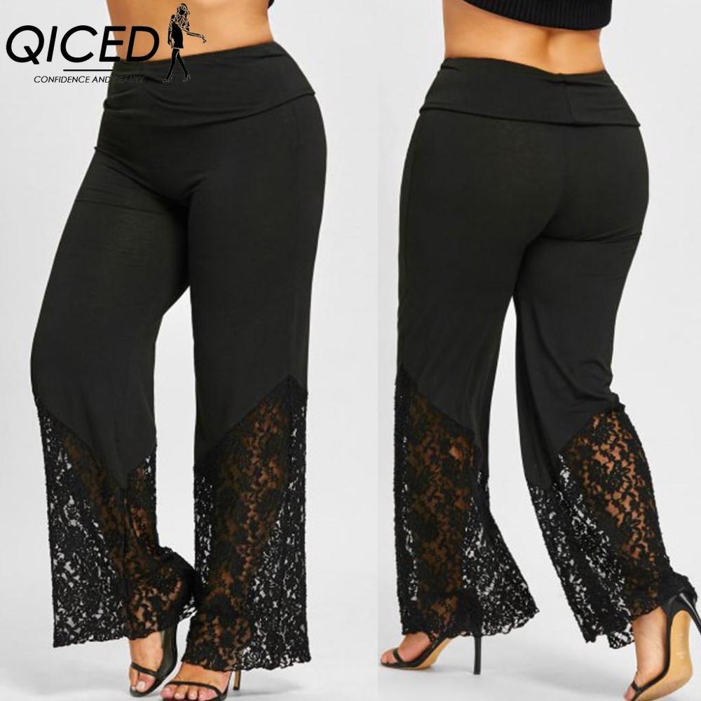 

QICED L-5XL Женские модные повседневные брюки и капри с однотонным принтом L чёрный