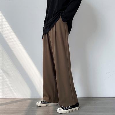 Męskie spodnie na co dzień spodnie garniturowe z szerokimi nogawkami luźne proste spodnie wiosenne letnie jednokolorowe obszerne spodnie w stylu vintage odzież męska