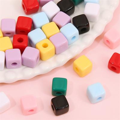 20/40/60pcs Acrylic Solid Color Square Bead Beads Scattered Beads DIY Bracelet Necklace Earrings Keychain Anklet Pendant