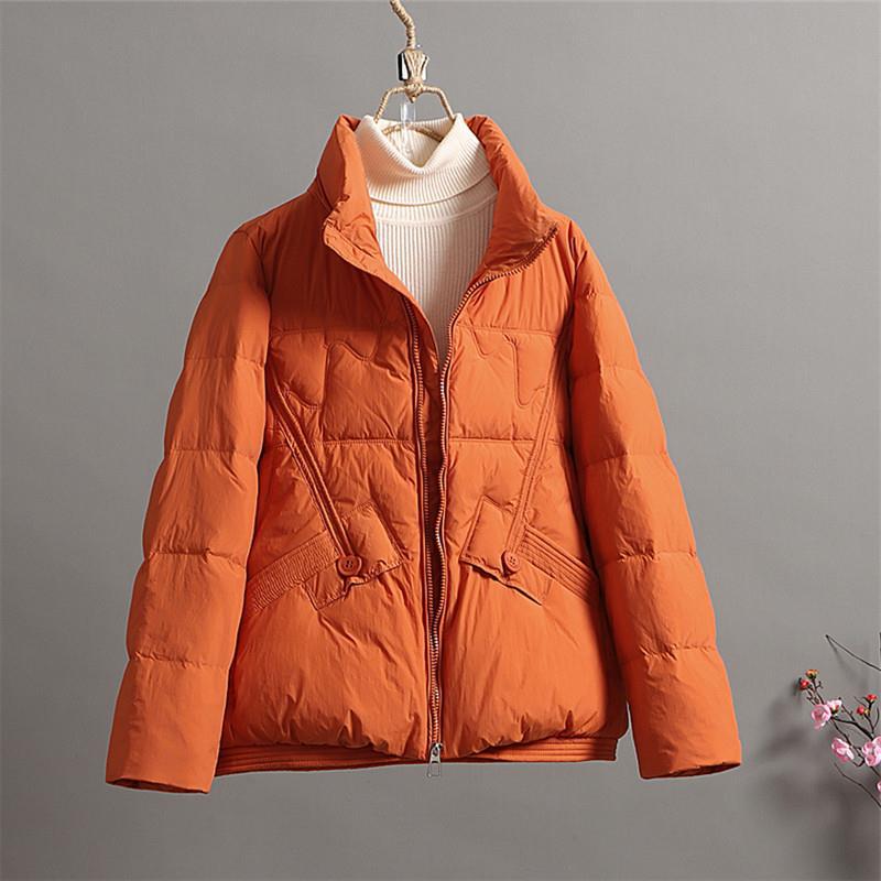 Winter new literary high-end light and thin down jacket women's short stand-up collar white duck down small loose coat