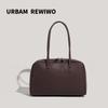 Large Capacity Boston Bag Unisex Minimalist Commuter Tote Bag Single Shoulder Handbag Textured Bowling Bag for Women